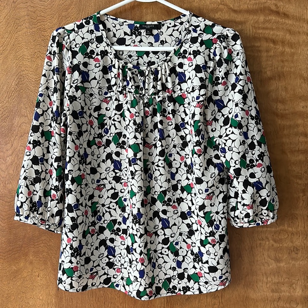 Talbots, floral blouse, small petite